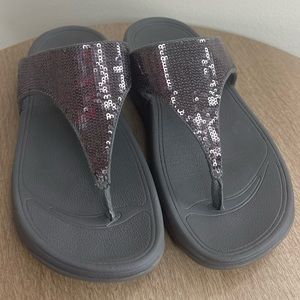 Fit Flops Gray with Silver Sequins, size 8